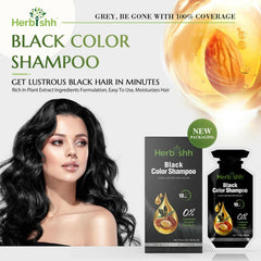 Mild Formula-Based Black Hair Color Shampoo Sachets - Herbishh Hair Dye.