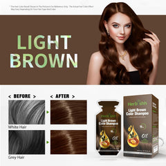 Light Brown PPD Free Hair Color Shampoo Sachet - Herbishh Hair Dye.