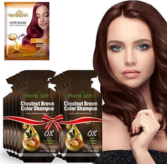 Chestnut Brown PPD Free Hair Color Shampoo 10 Sachet - Herbishh Hair Dye.