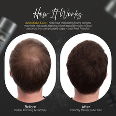 27.5 gm Herbishh Koloret Hair Building Fibers – Dark Brown Hair care before after