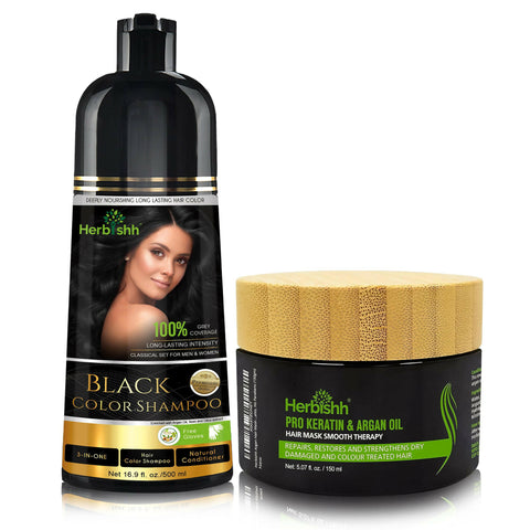 Buy 1 Pc Color Shampoo & Pro Keratin Hair Mask - Herbishh Hair Dye.