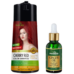 PPD Free Natural Hair Color Shampoo + Ginger Hair Oil - Herbishh Hair Dye.