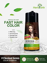 Chestnut Brown PPD Free Hair Color Shampoo - Herbishh Hair Dye.