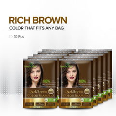 Dark Brown Travel size Color Shampoo 10 Sachets - Herbishh