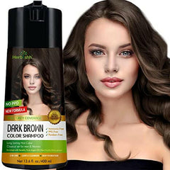Dark Brown PPD Free Hair Color Shampoo - Herbishh Hair Dye.