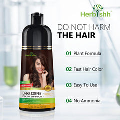 Dark Coffee PPD Free Hair Color Shampoo - Herbishh Hair Dye.