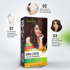 Dark Coffee PPD Free Hair Color Shampoo - Herbishh Hair Dye.