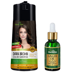 PPD Free Natural Hair Color Shampoo + Ginger Hair Oil - Herbishh Hair Dye.