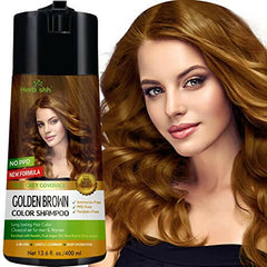 Golden Brown PPD Free Hair Color Shampoo - Herbishh Hair Dye.