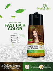 Golden Brown PPD Free Hair Color Shampoo - Herbishh Hair Dye.