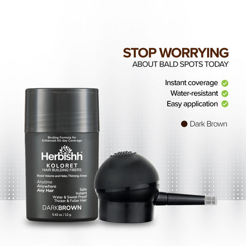 Dark Brown- Herbishh Koloret Hair Building Fibers – 12gm