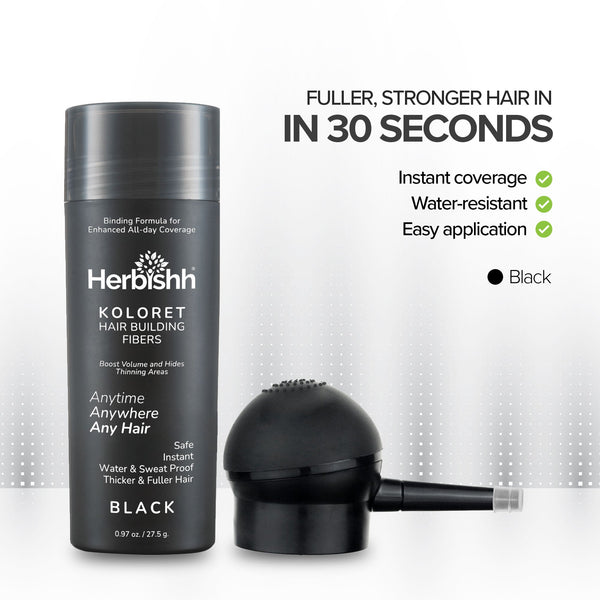 Black- Herbishh Koloret Hair Building Fibers –27.5 gm