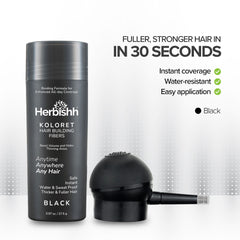 Black- Herbishh Koloret Hair Building Fibers –27.5 gm
