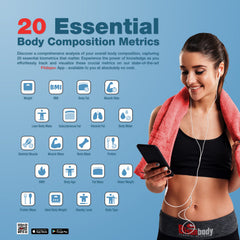Smart Body Fat Scale - 20 Essential Body Composition Metrics