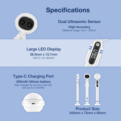 Bundle - Bisonbody Body Scale 22 Body Metrics Measurement + Smart Digital Height Ruler