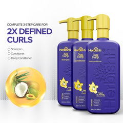 Just Curls Shampoo, Conditioner and Deep Conditioner Set - Herbishh