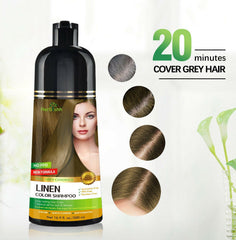 Linen Herbishh Color Shampoo cover grey hair in 20 minutes 