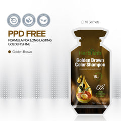 Golden Brown PPD Free Hair Color Shampoo 10 Sachet - Herbishh