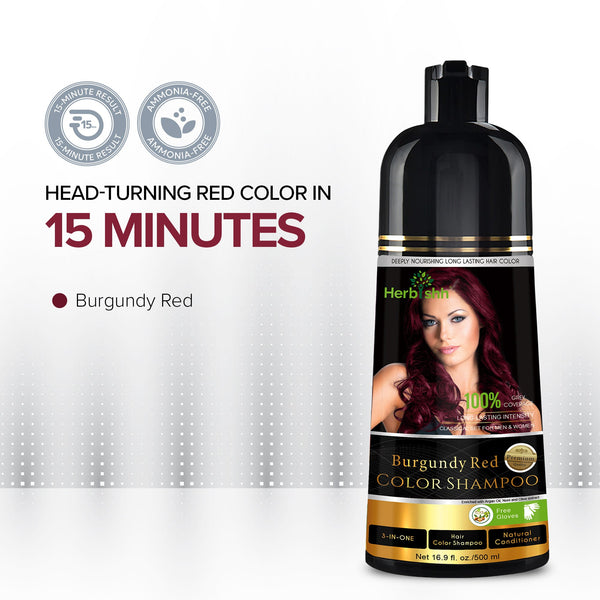 Burgundy Red Hair Color Shampoo 500ml - Herbishh