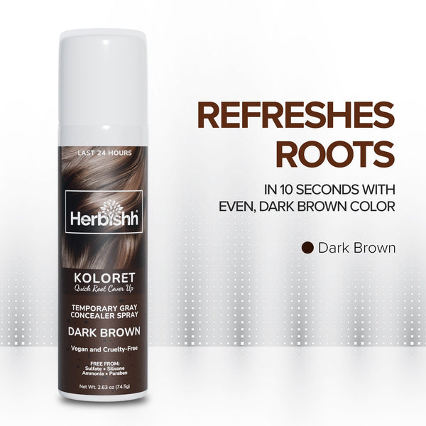 Koloret Quick Root Touch Up Hair Color Spray Dark Brown- Herbishh