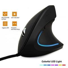 Ergonomic Vertical Wired Optical Mouse 3200 DPI Black PC