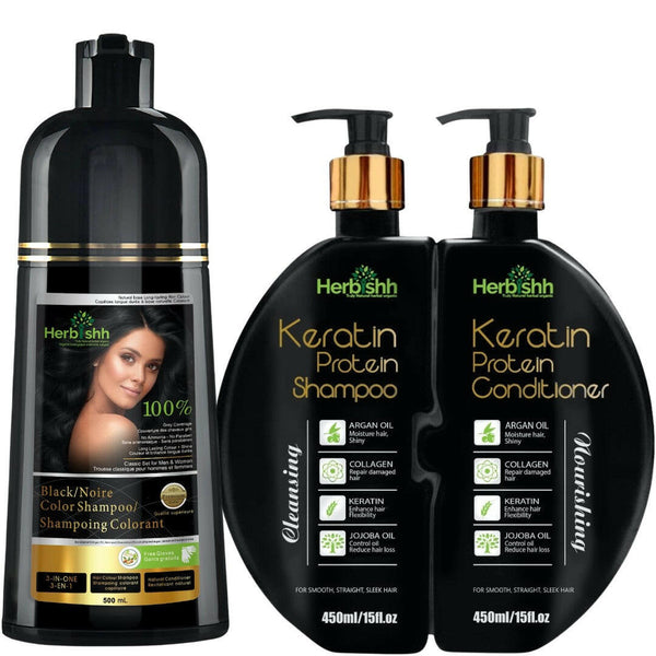 Hair Color Shampoo & Keratin Shampoo & Conditioner Combo Set