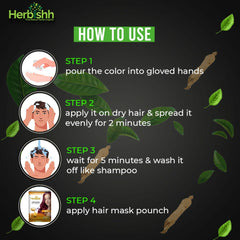 Travel size Color Shampoo Sachets - Herbishh Hair Dye.