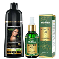 AS- BUY 1 Color shampoo & GET 1 Ginger Oil Free - Herbishh Hair Dye.