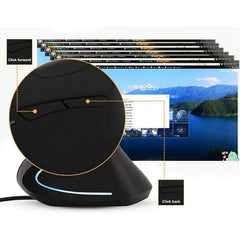 Ergonomic Vertical Wired Optical Mouse 3200 DPI USB Black