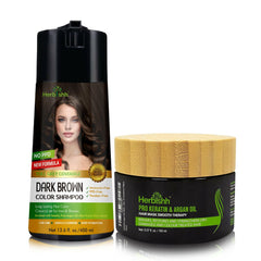 PPD Free Hair Color Dye Shampoo + Argan Hair Mask - Herbishh Hair Dye.