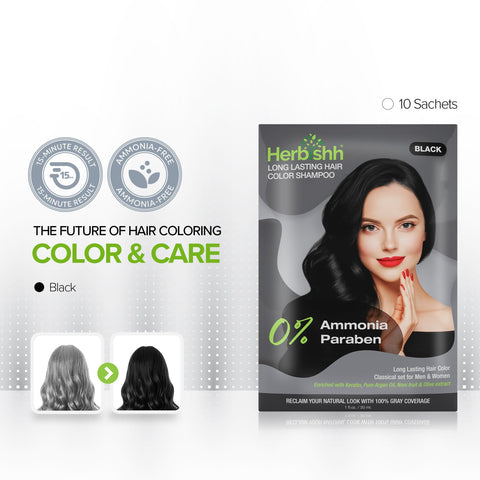 Black Hair Color Shampoo 10 Sachet- Herbishh