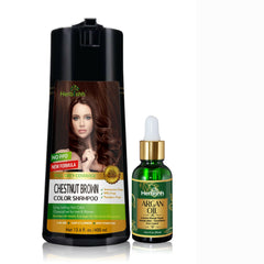 PPD Free Natural Hair Color Shampoo + Argan Hair Oil - Herbishh Hair Dye.