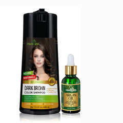 PPD Free Natural Hair Color Shampoo + Argan Hair Oil - Herbishh Hair Dye.