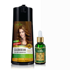 PPD Free Natural Hair Color Shampoo + Argan Hair Oil - Herbishh Hair Dye.