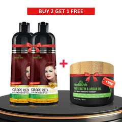 Buy 2pcs Color Shampoo Get 1 Hair Mask Free - Herbishh Hair Dye.