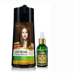 PPD Free Natural Hair Color Shampoo + Argan Hair Oil - Herbishh Hair Dye.