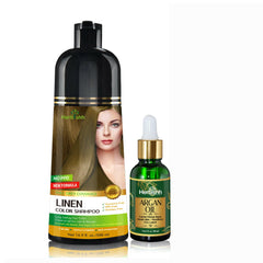 PPD Free Natural Hair Color Shampoo + Argan Hair Oil - Herbishh Hair Dye.