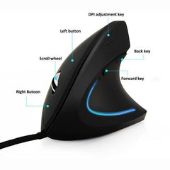 Ergonomic Vertical Wired Optical Mouse 3200 DPI Black PC