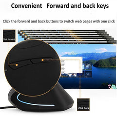 Ergonomic Vertical Wired Optical Mouse 3200 DPI Black PC