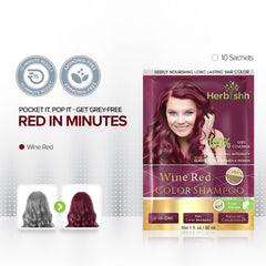Wine Red Travel size Color Shampoo 10 Sachets - Herbishh