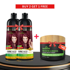 Buy 2pcs Color Shampoo Get 1 Hair Mask Free - Herbishh Hair Dye.